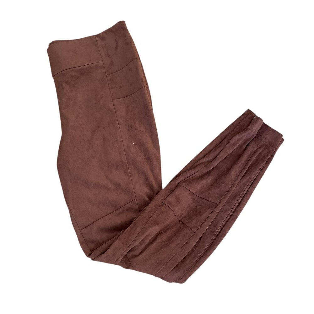Sundance Catalog Lux Dream Faux Suede Leggings Size 6 Brown Moto Zip Ankle Pants